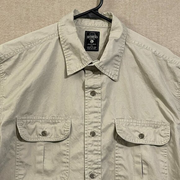 Redhead Shirt Men's Large Tan Button Down Short Sleeves - Picture 2 of 12